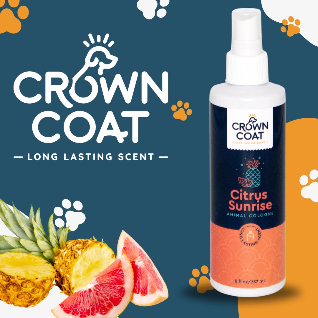 Crown Coat Citrus Sunrise Long Lasting Pet Cologne, 8 Oz - Professional Grooming Grade, Natural Perfume Deodorant, New Long Last