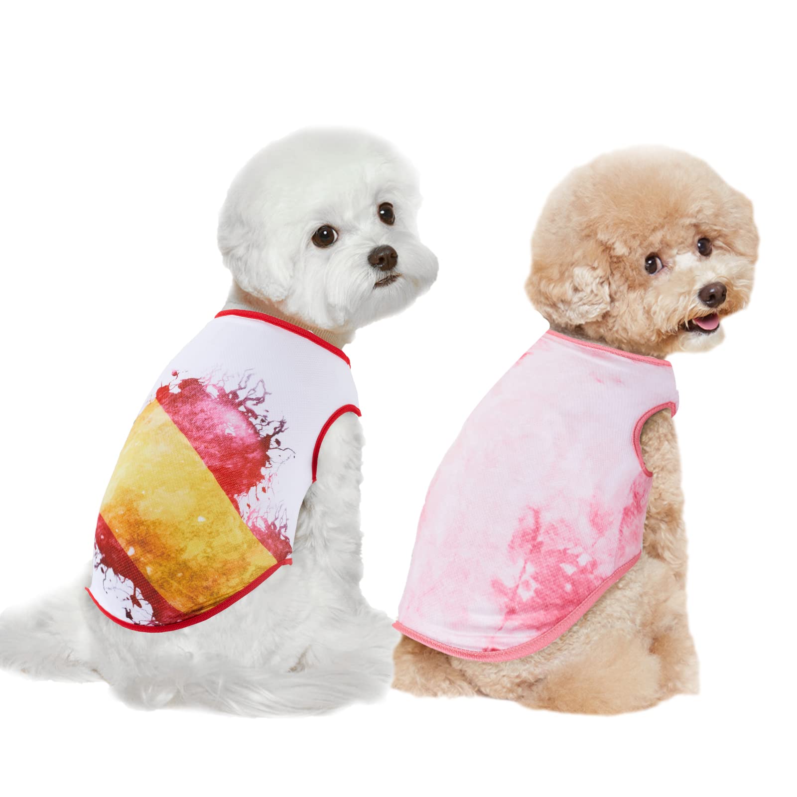 Dog Shirts For X Small Dogs - Puppy Vest T-Shirt Sleeveless Costumes Soft And Breathable Dog Shirt 2 Pack (X-Small, Pink+White)