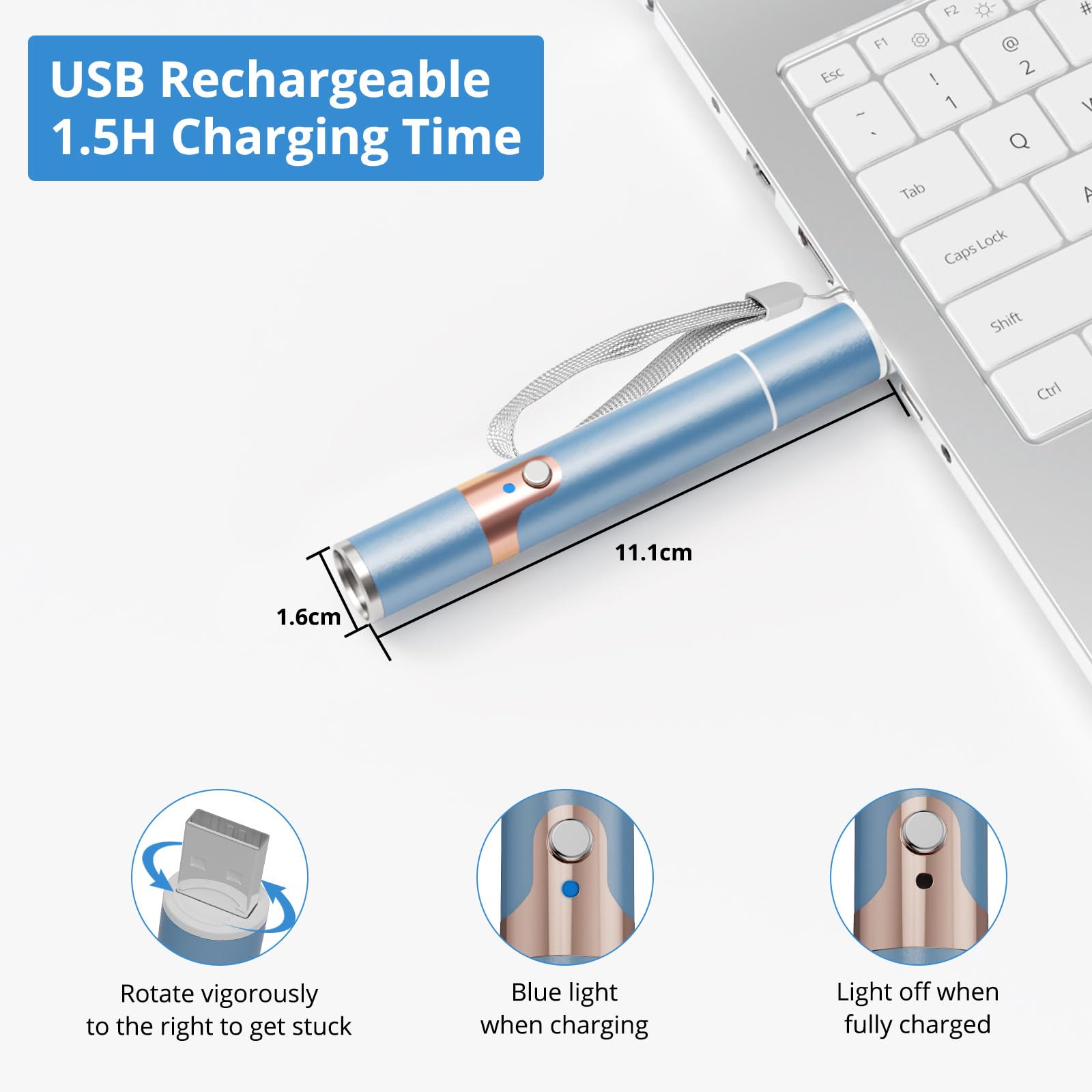 Lzonunl 2 Pieces Cat Toy, Usb Rechargeable, Long Range 5 Modes, Interactive Kitten Dog Cat Mouse Toy For Indoor (Sky Blue