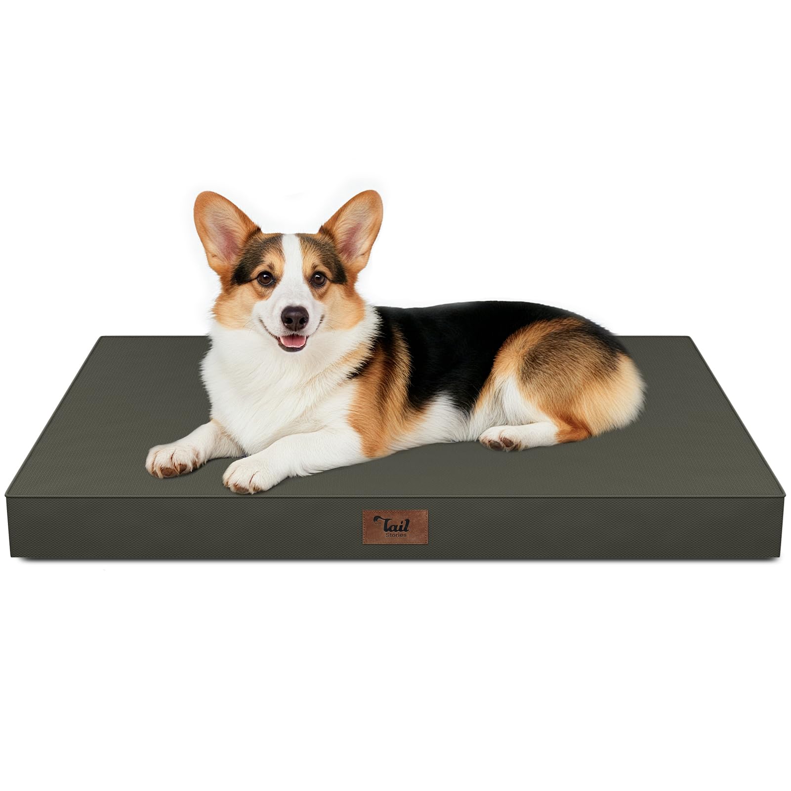 Tail Stories Outdoor Waterproof Dog Bed, Big Dog Bed for Large Size Dogs, Orthopedic Egg Crate Foam Pet Bed with Washable Remova