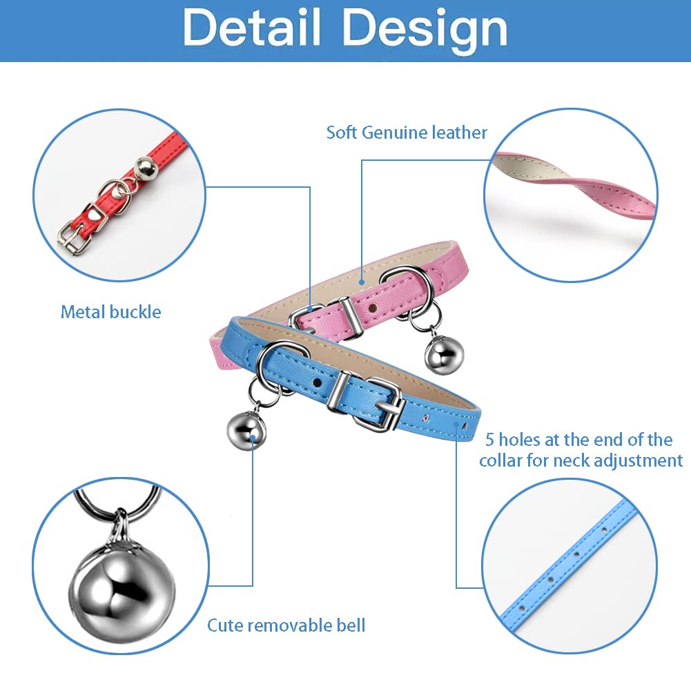 Aosora Cat Collar With Bells Cute For Boy Cats, Girl Cats Leather Cat Collars Accessories For Pet Collars Adjustable For Cat (Li