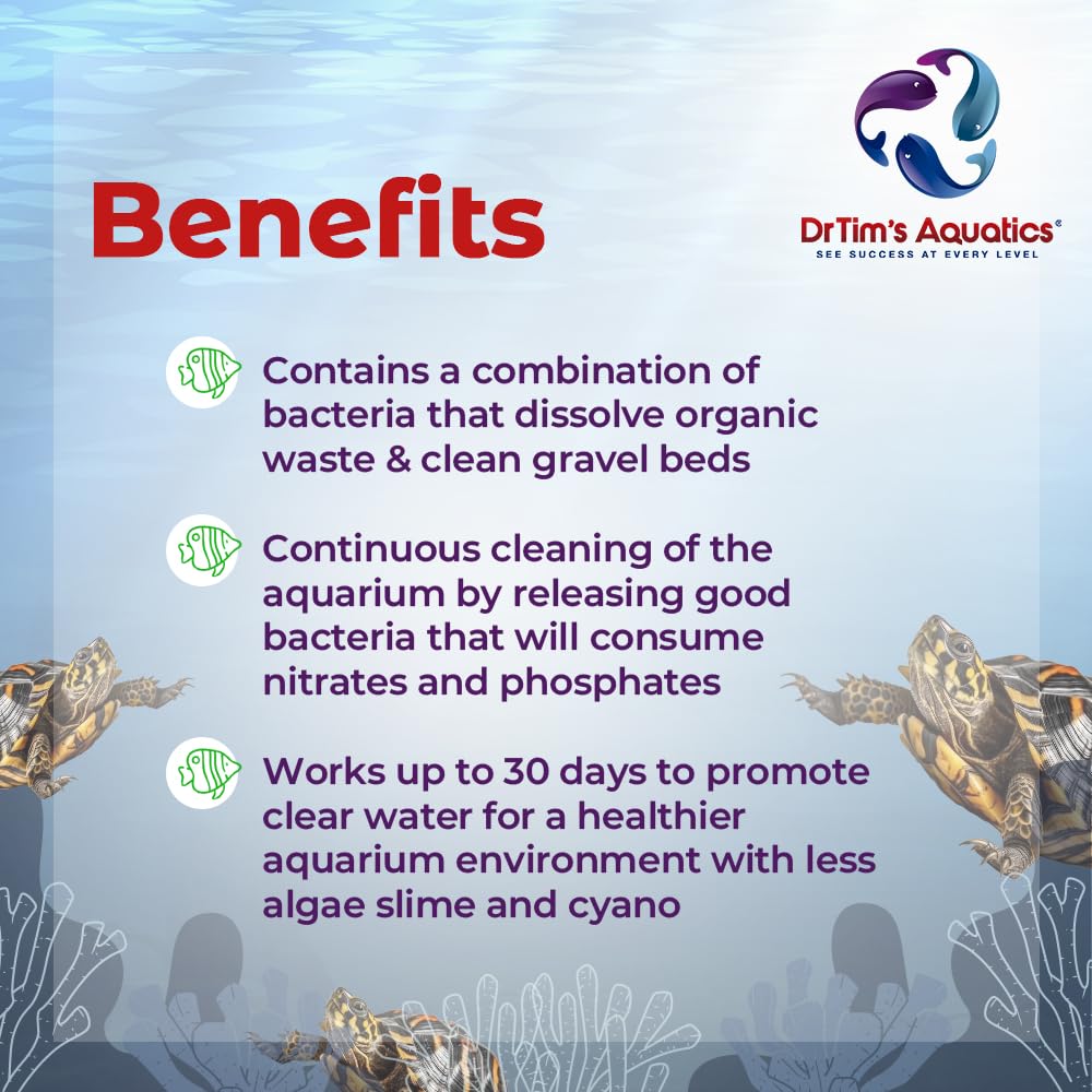 DrTim's Aquatics Freshwater Waste-Away Time Release Leave-in Gel-Natural Cleaner for Turtle Aquariums - Solution for Dissolving