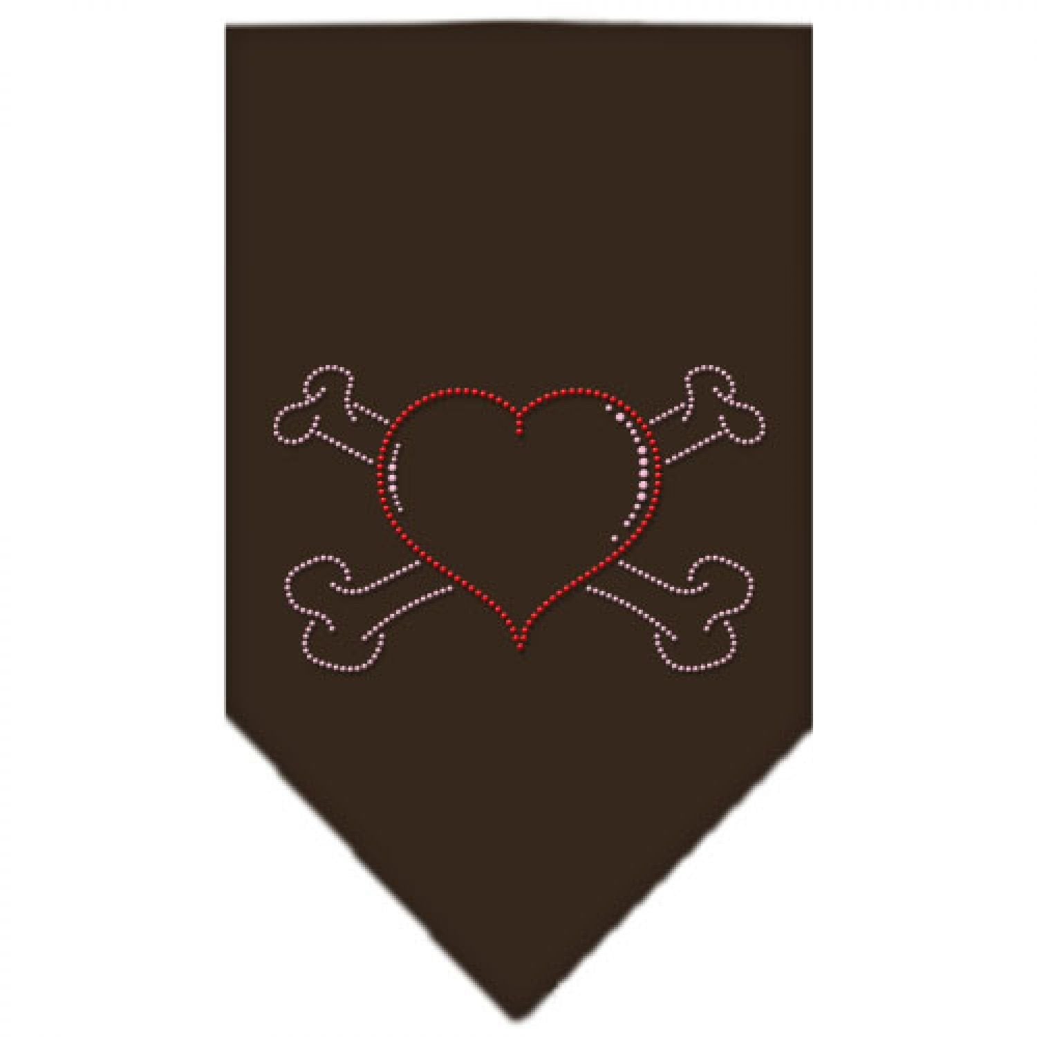 Mirage Pet Products Heart Cross Bone Rhinestone Bandana, Large, Cocoa