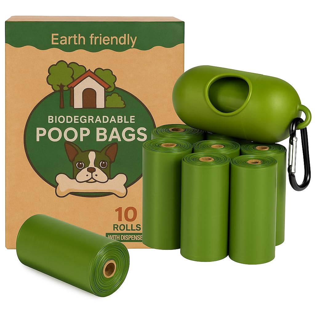 Dog Poop Waste Bags With Dispenser And Leash Clip, 150 Count, Extra Thick 100% Leak Proof Doggie Poop Bags, Lightly Scented Dog 