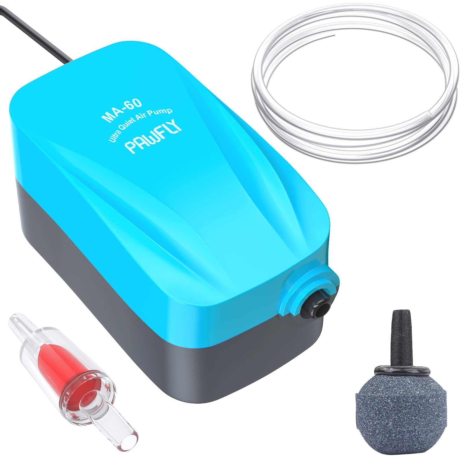 Pawfly Aquarium 15-40 Gph Compact Air Pump Quiet Oxygen Aerator Pump With Air Stone/Nano Bio Sponge Filter Airline Tubing And Ch