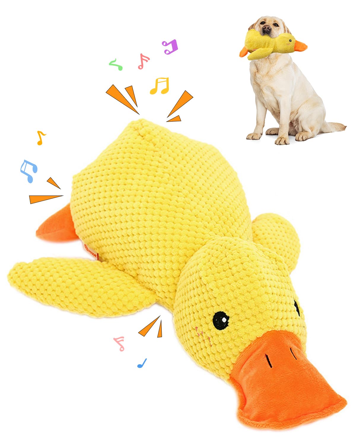 2025 Upgraded Quack-Quack Duck Dog Toy, Small Dogs Emotional Support Duck Calming Duck Dog Toy, Yellow Calming Duck Toy For Dogs
