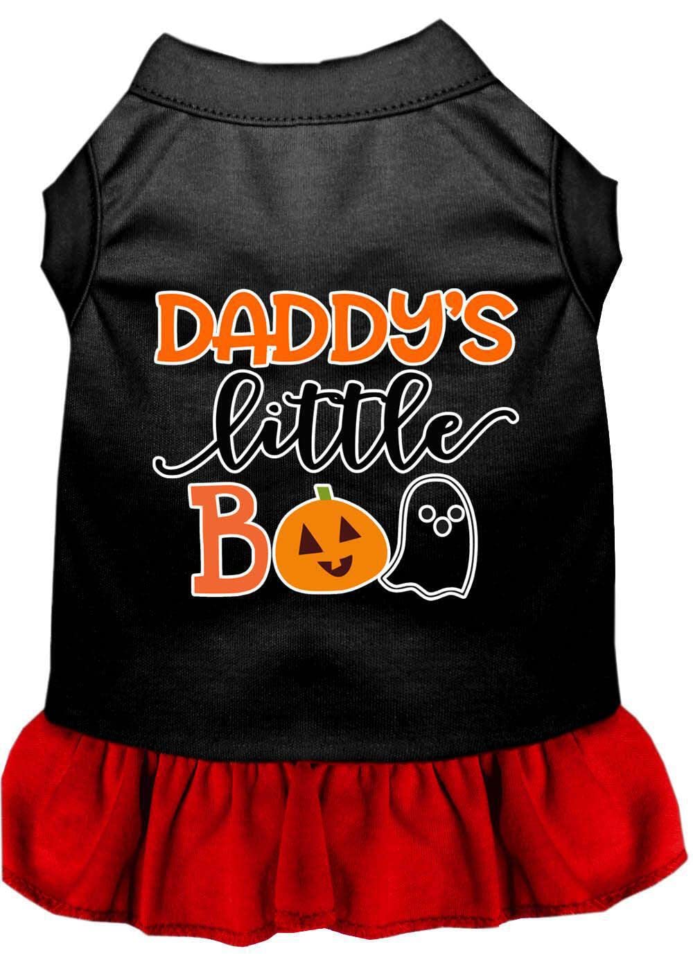 Halloween Pet Dog & Cat Dress Screen Printed, "Daddy's Little Boo" Red W/White LG (10-14 lbs.)
