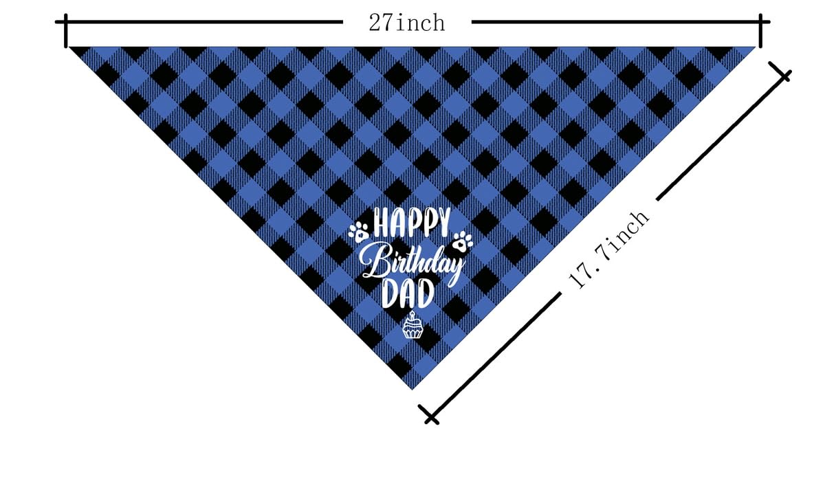Dog Bandana, Happy Birthday Dad Dog Bandana, Dog Scarf Classical Plaid Printing, Dog Scarf Accessories, Dog Bandana Pet Scarf, P