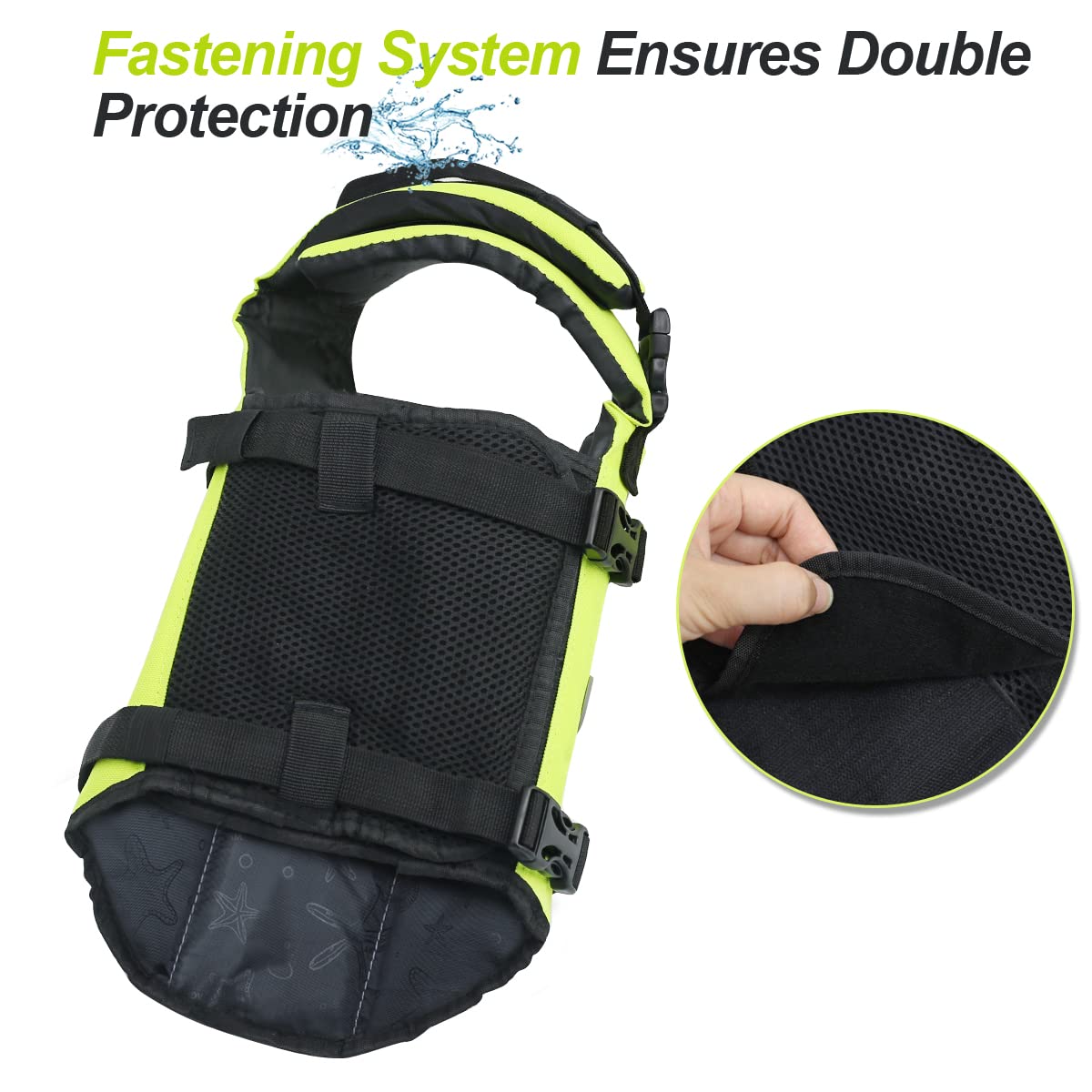 Vivaglory Ripstop Dog Life Jacket, Reflective & Adjustable Life Vest For Dogs With Rescue Handle For Swimming & Boating, Bright Yellow, Xxs