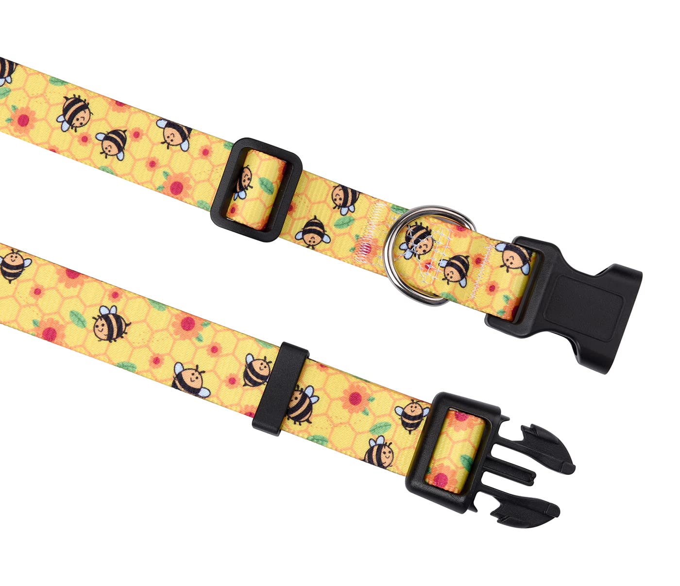 Mihqy Dog Collar With Bohemia Floral Tribal Geometric Patterns - Soft Ethnic Style Collar Adjustable For Small Medium Large Dogs(Bee,L)