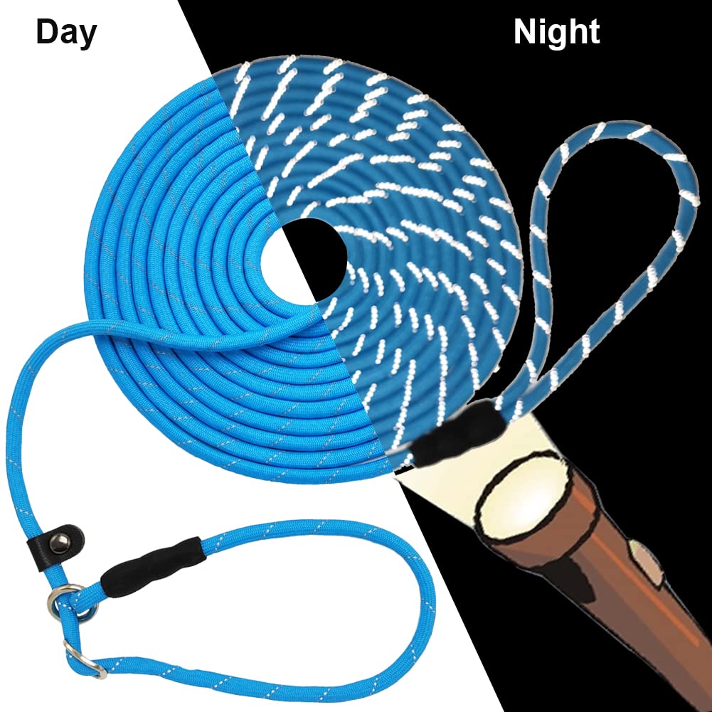 Btinesful 10Ft / 15Ft / 20Ft Anti-Choke Slip Lead Dog Leash, Reflective 1/3    Rope Leash Long Training Lead For Small Medium Do
