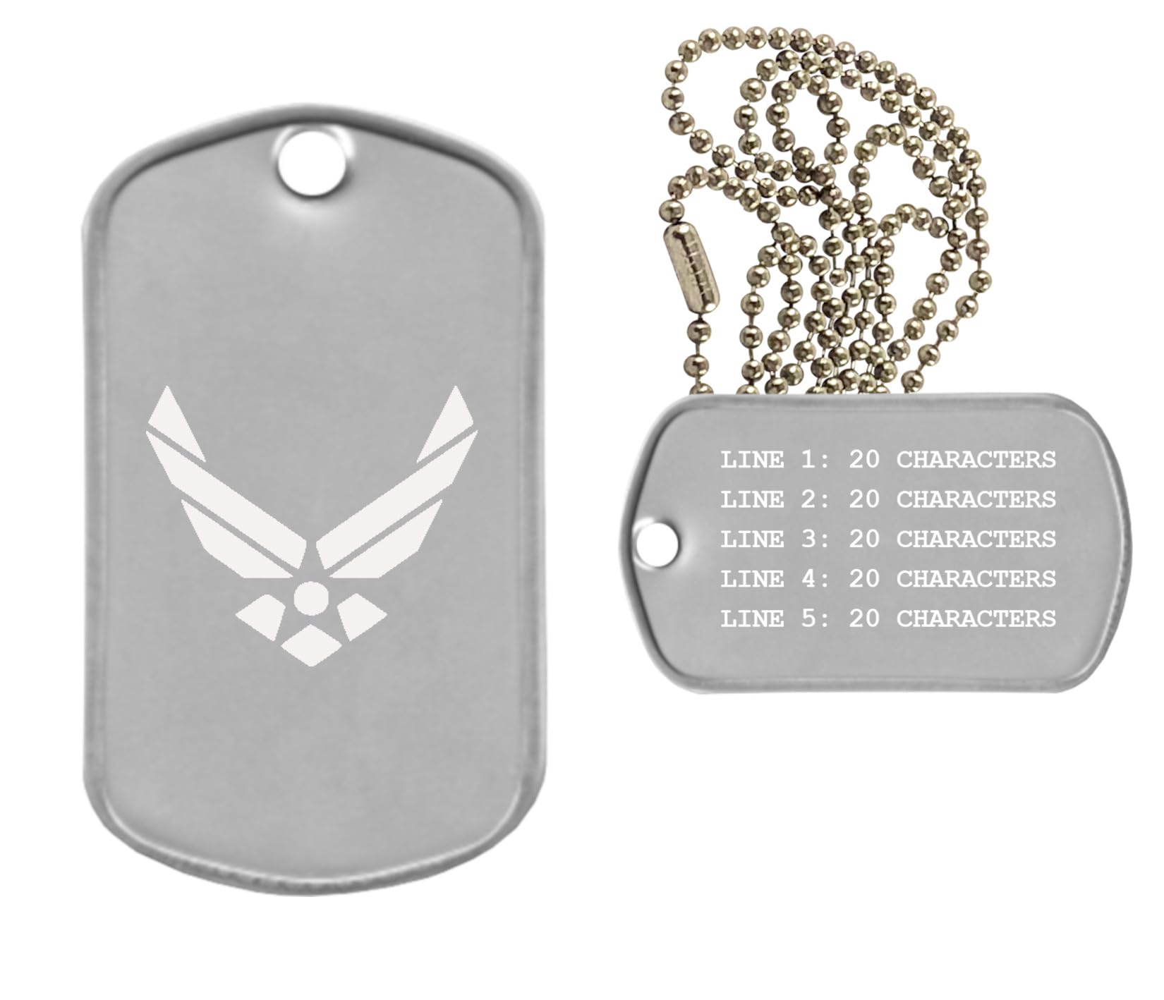 Gutentagit Air Force Custom Military Dog Tag Necklace - Engraved, Personalized, Black, 2'' X 1.5''