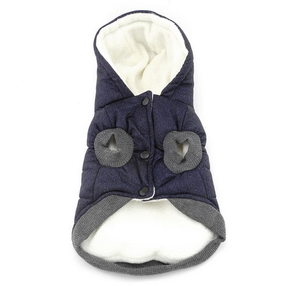 Dog Coat Rdc Pet Hoodie Cold Weather Coats Warm Dog Apparel Winter Thick Clothes Dog Cozy Jacket For Small Dog Medium Cat (M, B-Blue)