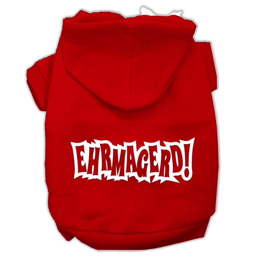 Pet, Dog & Cat Hoodie Screen Printed, 'Ehrmagerd' Red Xs (0-3 Lbs.)