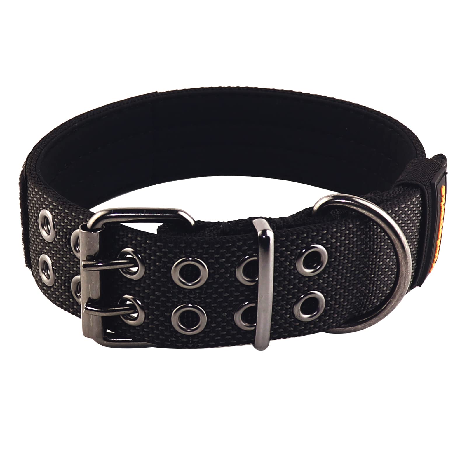 Yunleparks Tactical Collar For Medium Large Dogs, Heavy Duty Metal Buckle, Soft Neoprene Padded, Nylon Wide(Medium, Black)