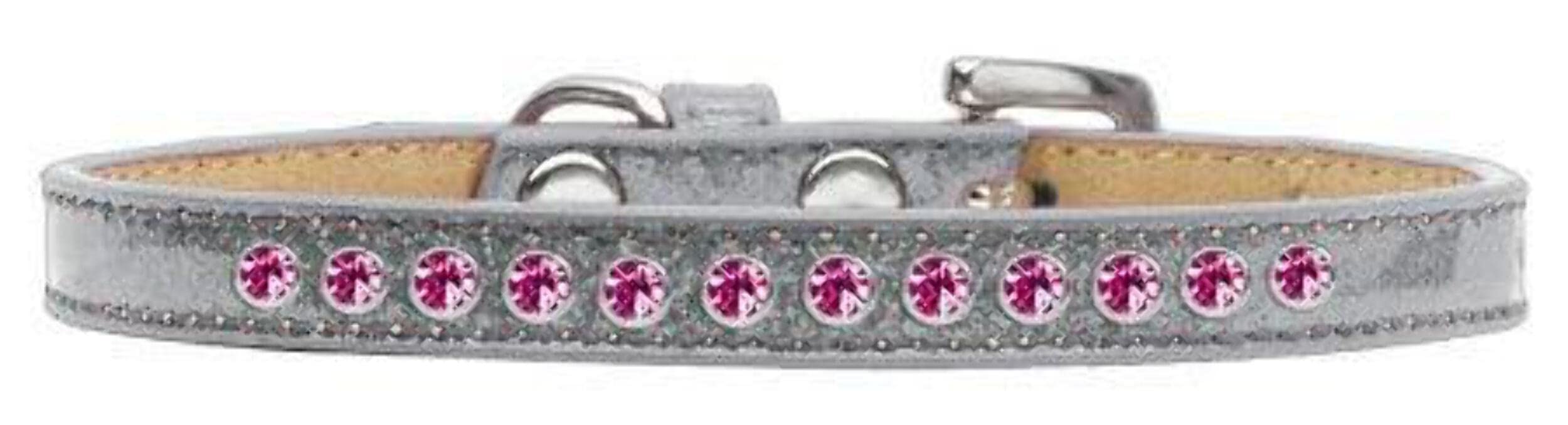 Mirage Pet Products Bright Pink Crystal Silver Puppy Dog Ice Cream Collar Size 14