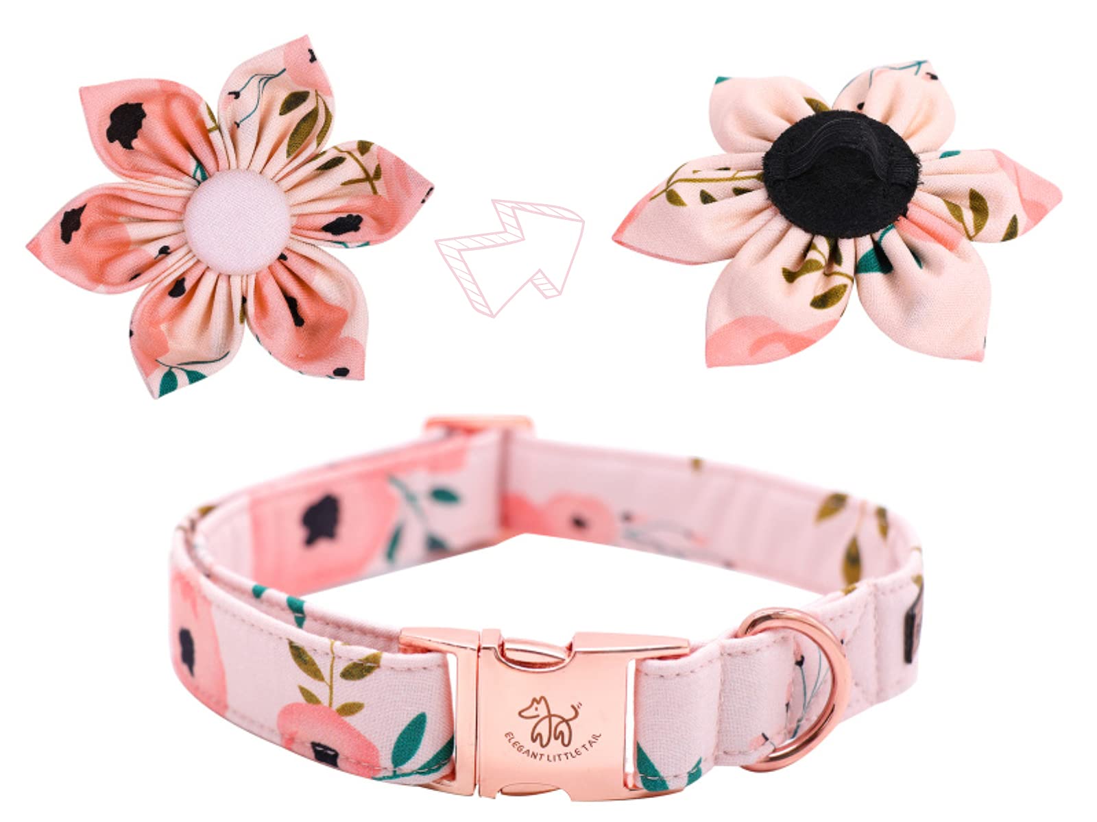Elegant Little Tail Flower Girl Dog Collar For Female Dogs, Pet Collar Adjustable Dog Collars With Flower Gift For X-Large Dogs