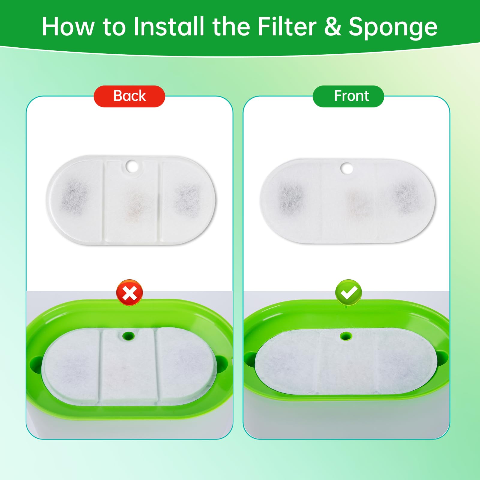 16 Packs Replacement Filters Compatible With Capsule Cat Water Fountain Plwf002, 16 Replacement Carbon Filters & 16 Sponges For