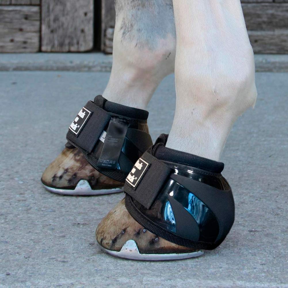 Back on Track Mens Performance Equine Durable Rubber Horse Protective Pair of Hoof Bell Boots with Loop Closure, Black, Medium