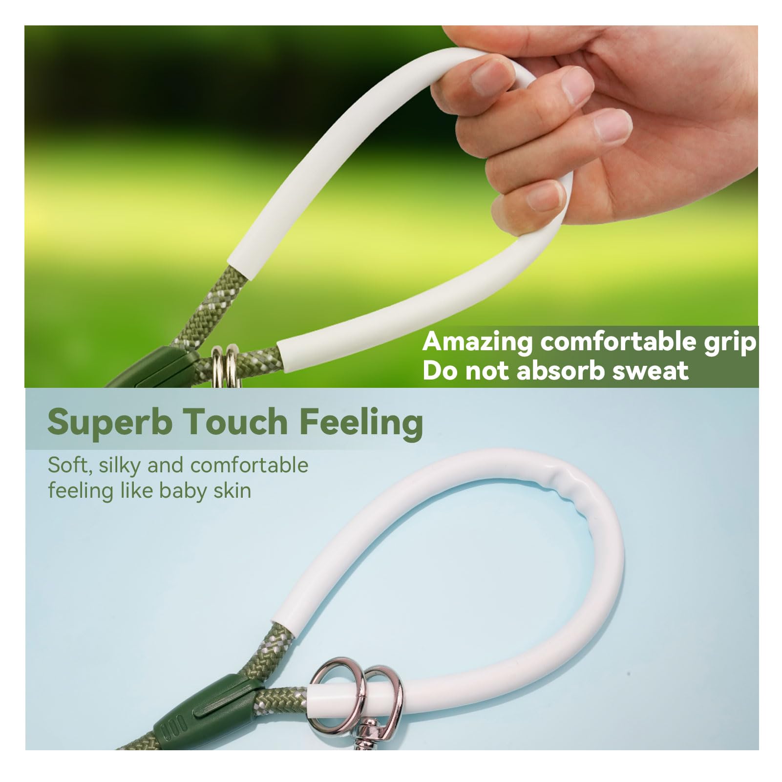 Codepets Nylon Dog Leash 6Ft 10Ft 20Ft 30Ft Diameter 2/5 Inch With Comfortable Silicone Handle Highly Reflective No Tangle For M