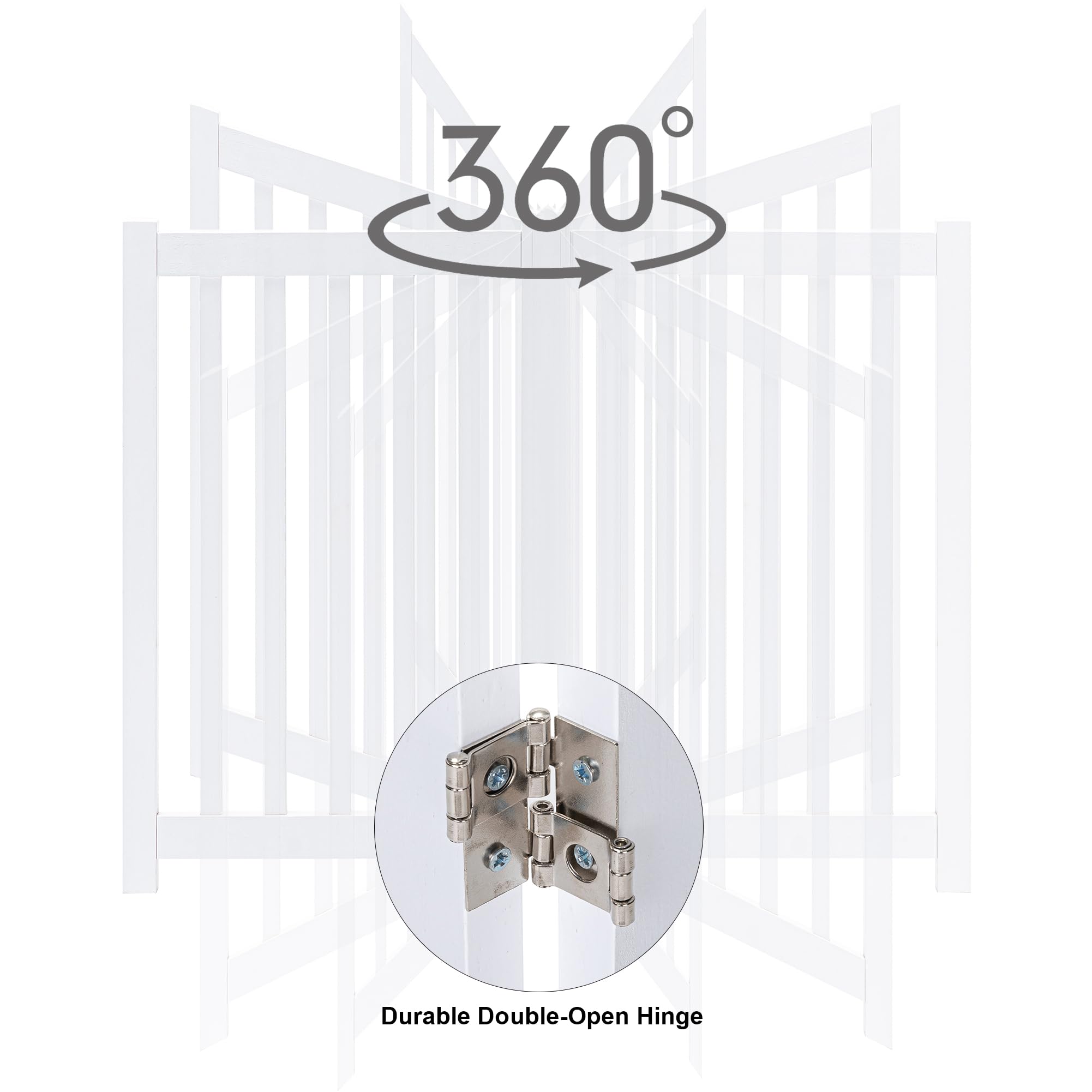 Lzrs Solid Hardwood Freestanding Pet Gate,Wooden Dog Gates For Doorways,Nature Wood Dog Gates For The House,Dog Gate For Stairs,Freestanding Indoor Gate Safety Fence,White,30' Height-4 Panels