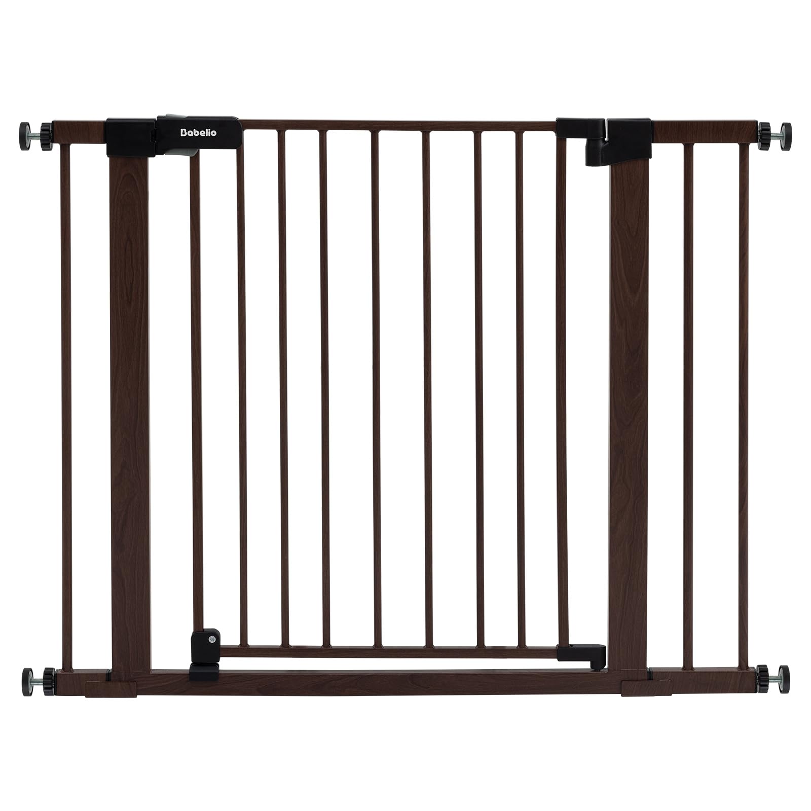 BABELIO 29-40'' Metal Baby Gate with Black Wood Pattern, Auto Close Dog Door for The House?Stairs and Doorways, Pressure Mounted