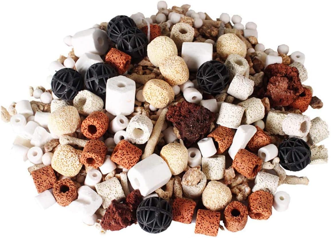 Goldeal Bio Balls Ceramic Rings Set, Aquarium Biological Filter Media With Mesh Bag For Fish Tank And Pond, Fish Tank Filter, De