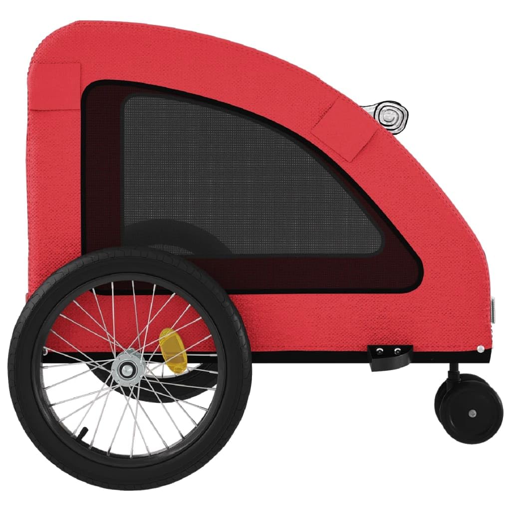 vidaXL Red Pet Bike Trailer with Oxford Fabric & Iron Frame - Versatile Pet/Cargo Carrier with Reflective Elements and Air Circulation for Increased Safety and Comfort 53.9x26.8x28.3