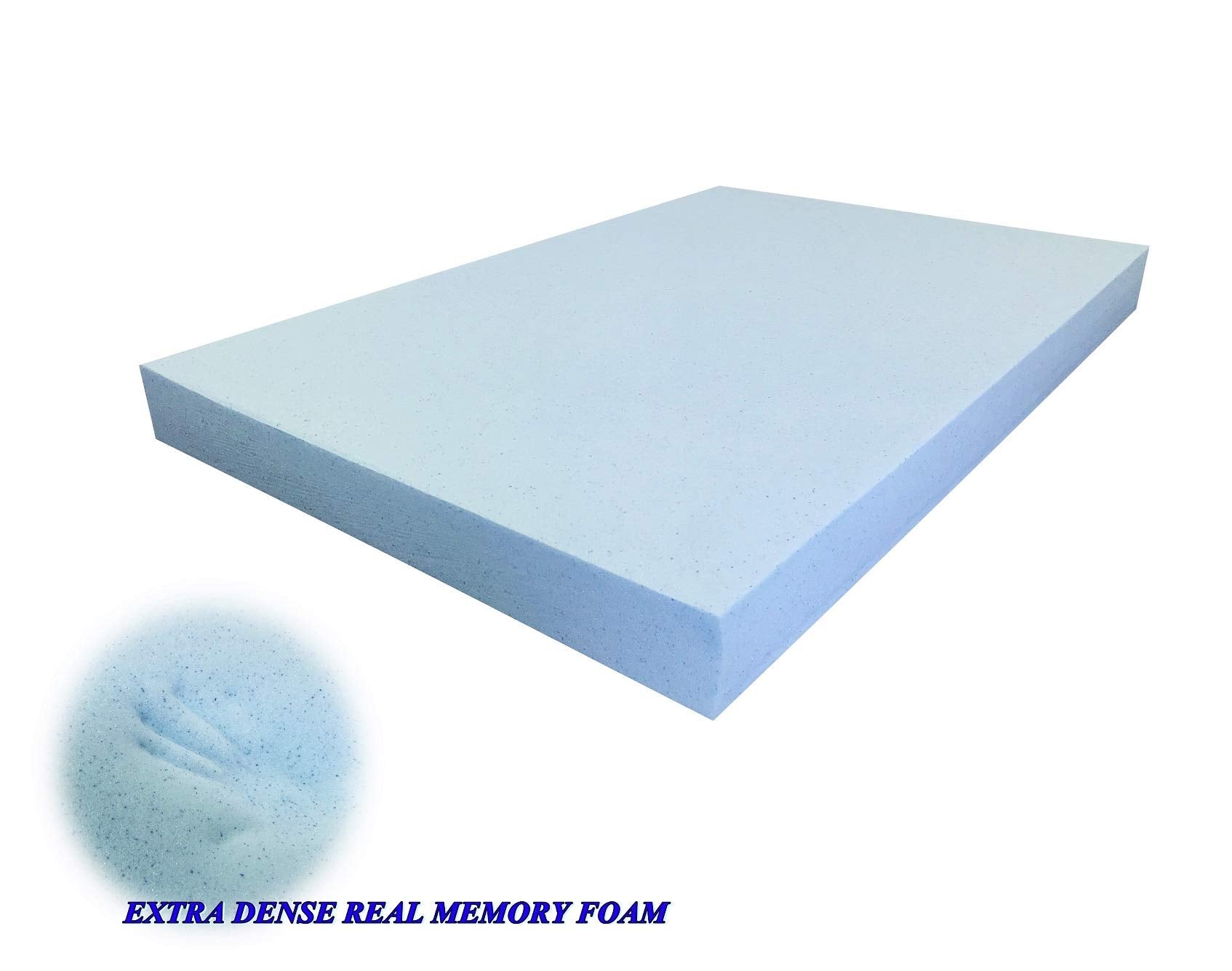 High Density Solid Blue Cooling Gel Infused Memory Foam Pad Dog Pet Bed + Internal Waterproof Cover (55X37X4 Inches (2Pack))