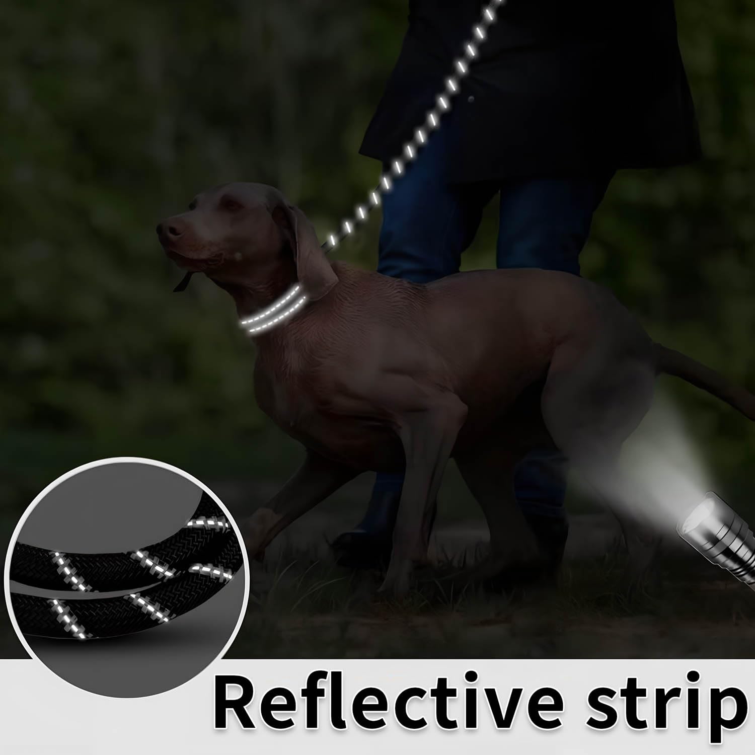 Slip Leads For Dogs,No Pull Dog Training Leash For Large,Medium Dogs,Heavy Duty Slip Leash,High Reflectivity At Night(Black)