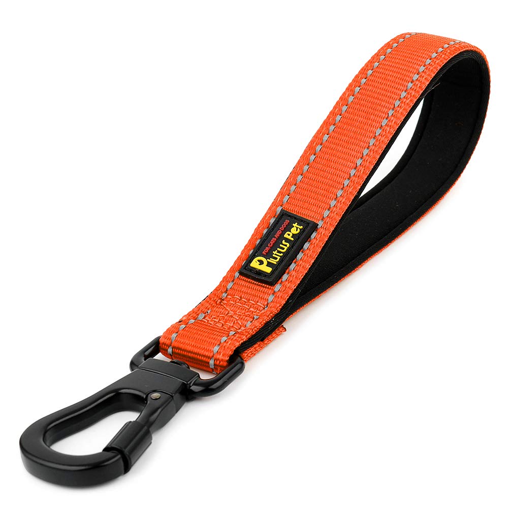 Plutus Pet 10    Short Dog Leash, Reflective Nylon Padded Handle, Strong Traffic Leash With Carabiner Clip, Perfect For Large Or