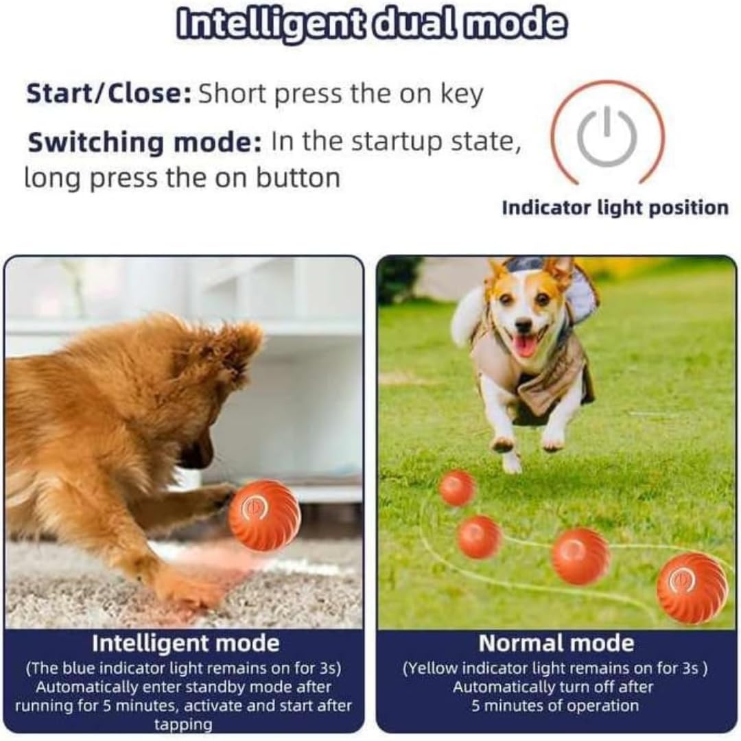 Interactive Dog Ball, Blue 2.2 Inch Electric Dog Toy For Small/Medium Dogs, Automatic Moving Electric Rolling Dog Toy, Ideal Gif