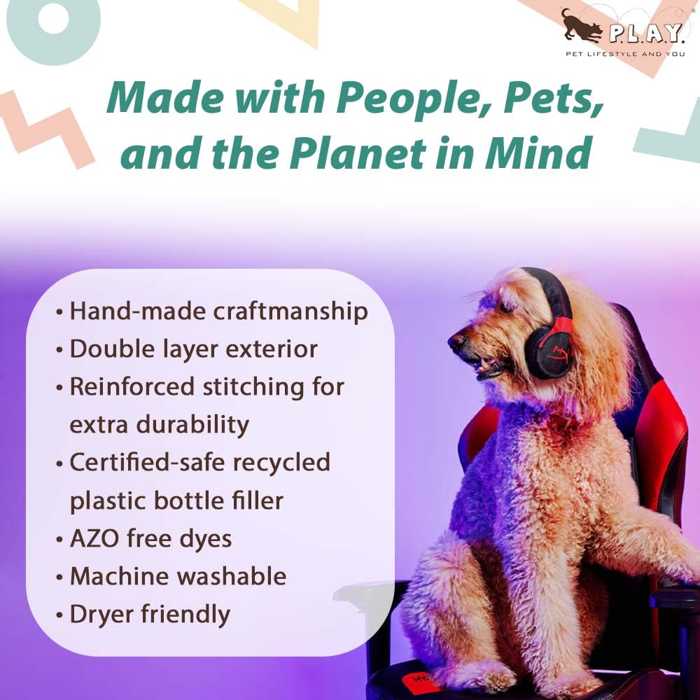 P.L.A.Y. Cute Plush Dog Toys - Hyper X X P.L.A.Y. Gaming Accessories Dog Toy Collab - Computer Gamer Themed Durable Squeaker Chew Toy - Great For Puppies & Small, Medium, Large Dogs (Headset)