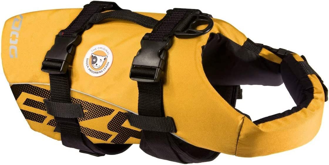 EzyDog Premium Doggy Flotation Device - Neoprene Life Jacket, X-Large, Yellow, Model 807203115131, Adjustable with Reflective Trim