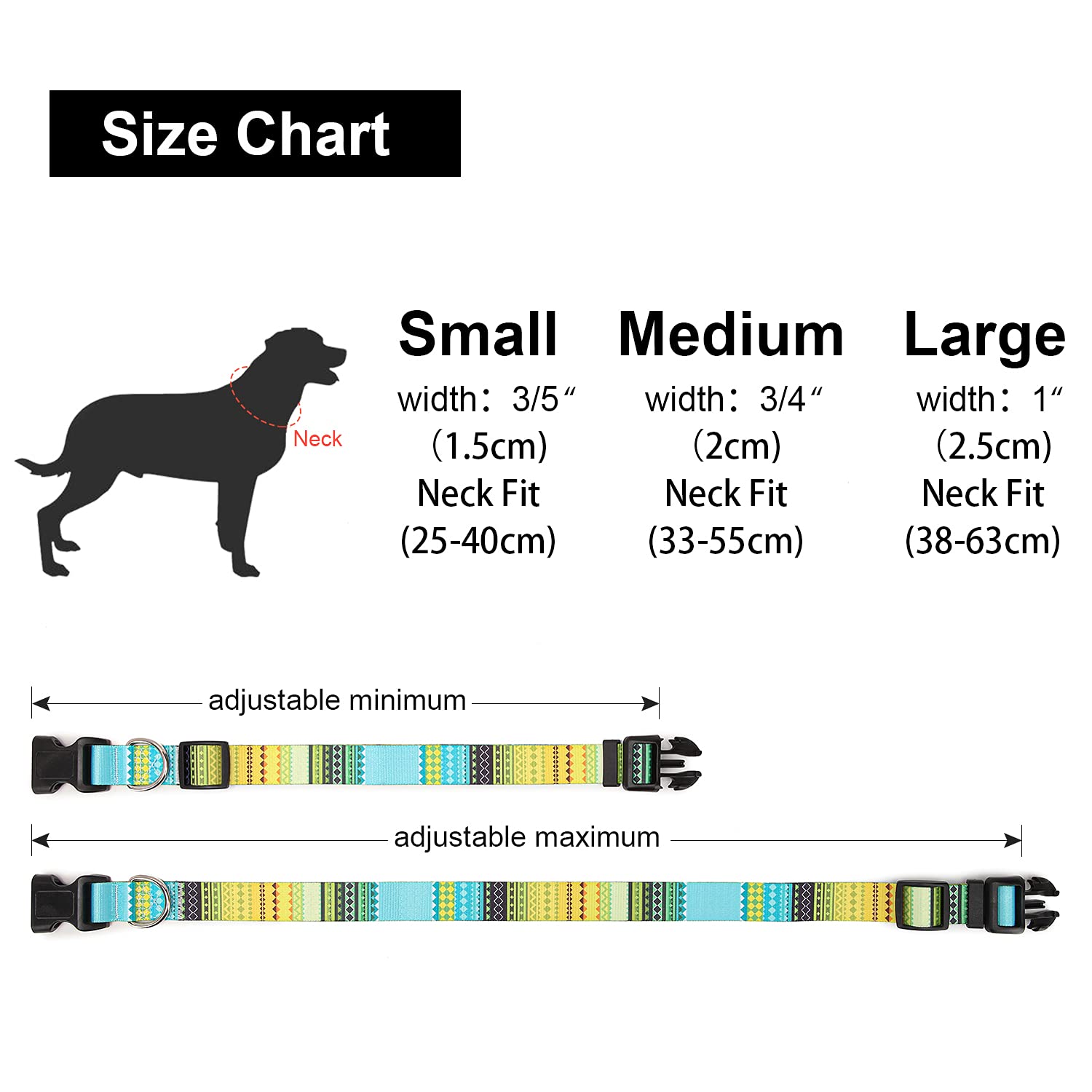 Suredoo Adjustable Dog Collar With Patterns, Ultra Comfy Soft Nylon Breathable Pet Collar For Small Medium Large Dogs (M, Bohemian Yellow)