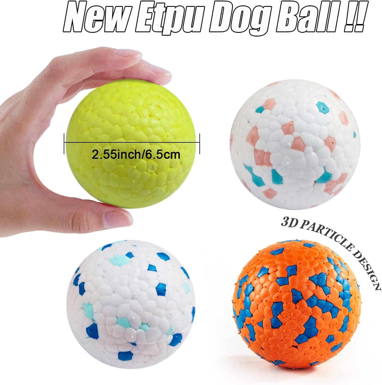 Dog Toy Balls, Dog Chew Ball Rubber Teeth Clean Non-Toxic Bite Resistant Toy, Interactive Toy IQ Puzzle for Small Medium Dogs (S