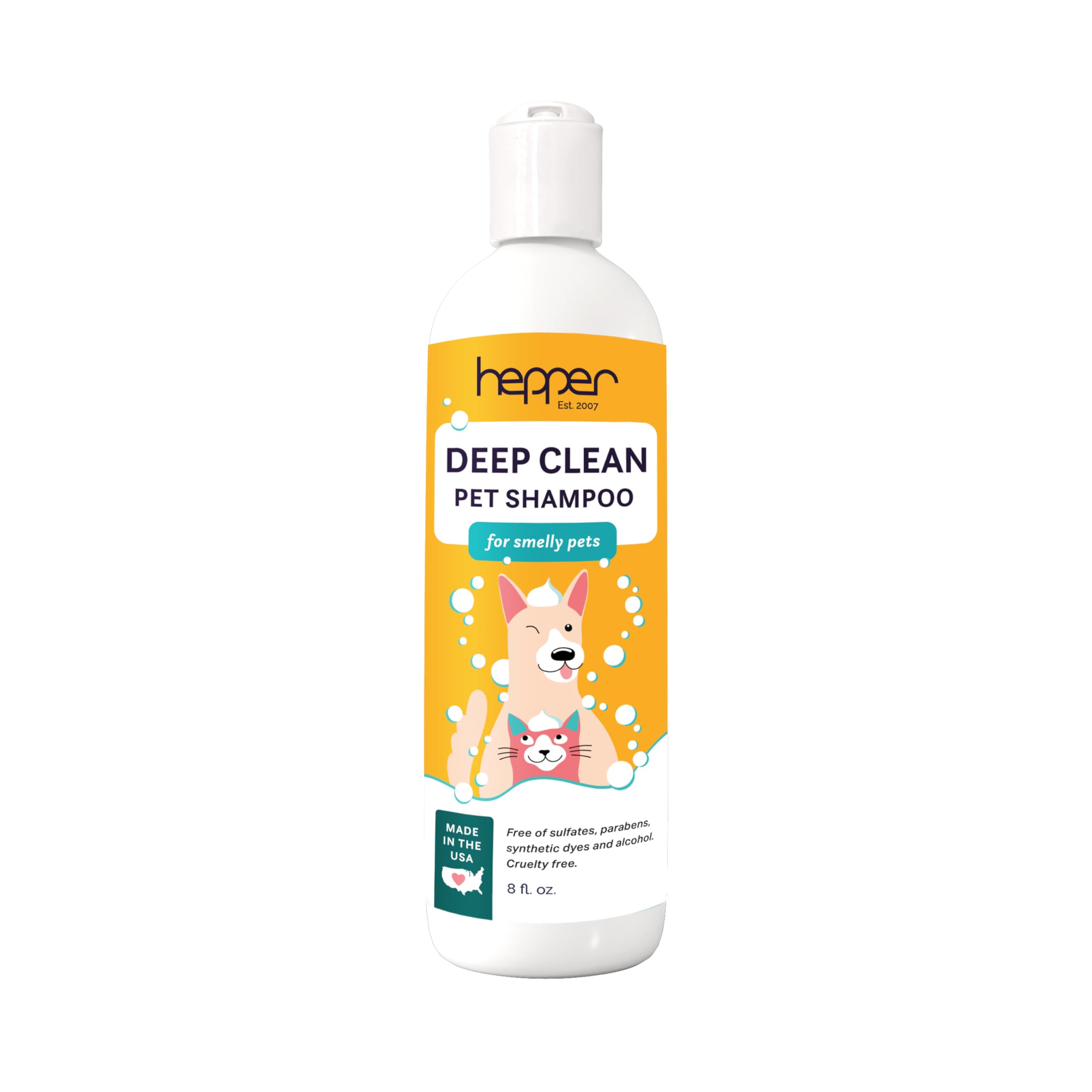 Hepper Deep Clean Pet Shampoo for Smelly Pets: Deskunk, Odor Control, Shedding Control, & Coat Care for All Breeds! Ideal for Sh