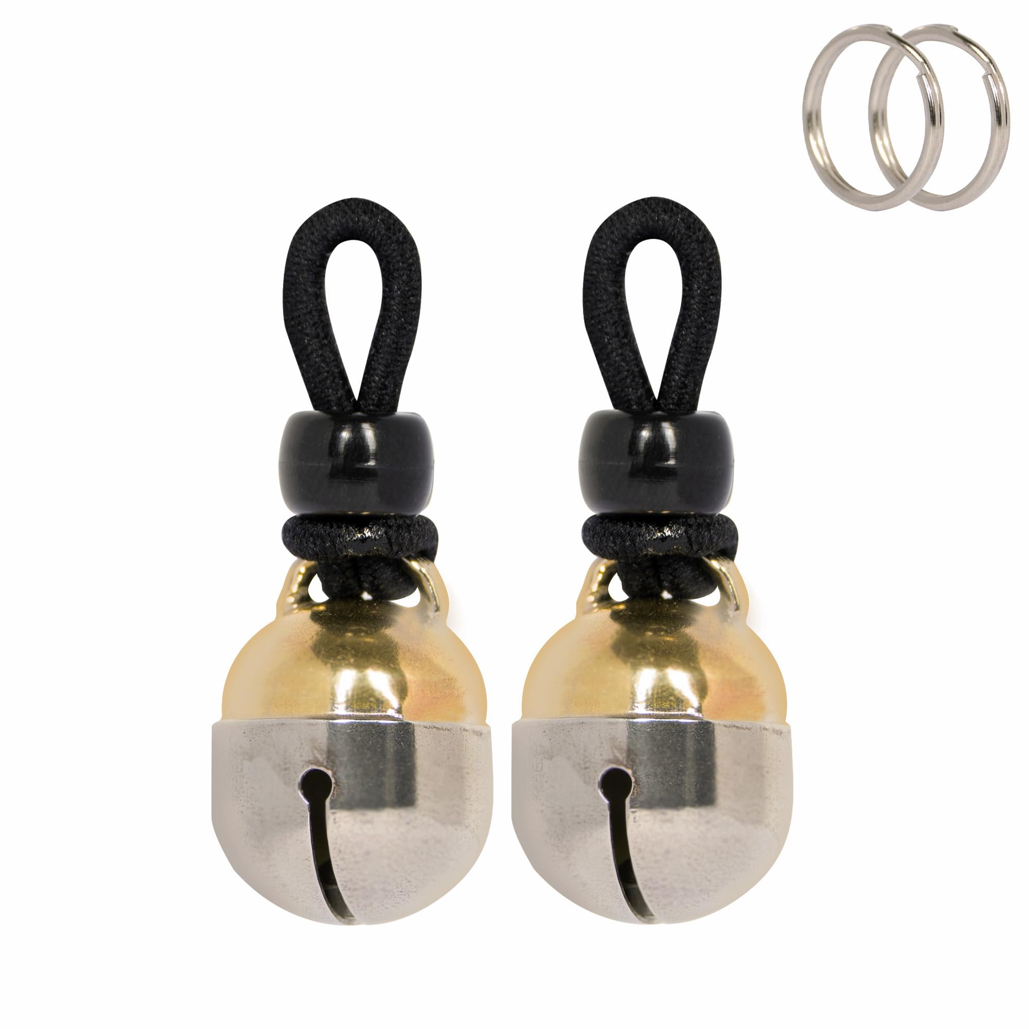 Noble Bells pet bells, pair of two brass and nickel silver size small bells.