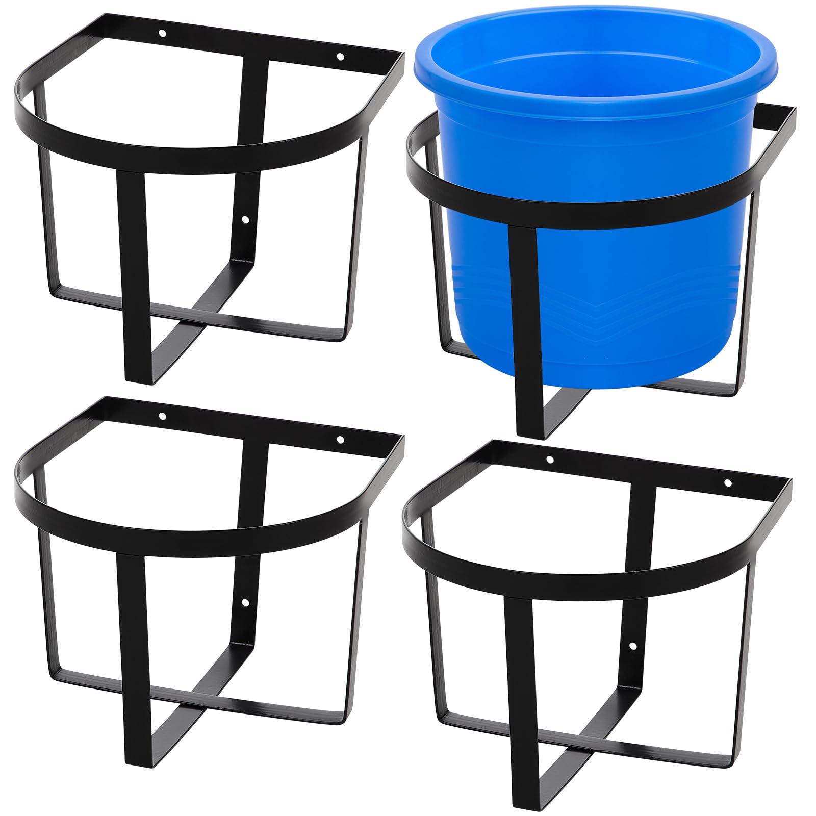 Teenyyou 4 Pcs Heavy Duty Metal Bucket Holder 5 Gallon Horse Water Feed Bucket Holder Pre Installed Pail Accessories Wall Mount 