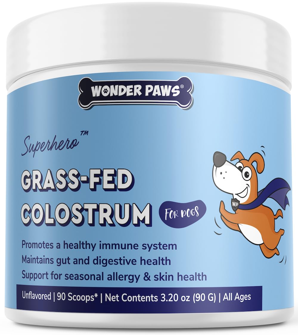 WONDER PAWS Premium Grass Fed Colostrum for Dogs - Pure Bovine Colostrum for Dogs - Immune, Allergy, Skin & Itch Relief - All Ag