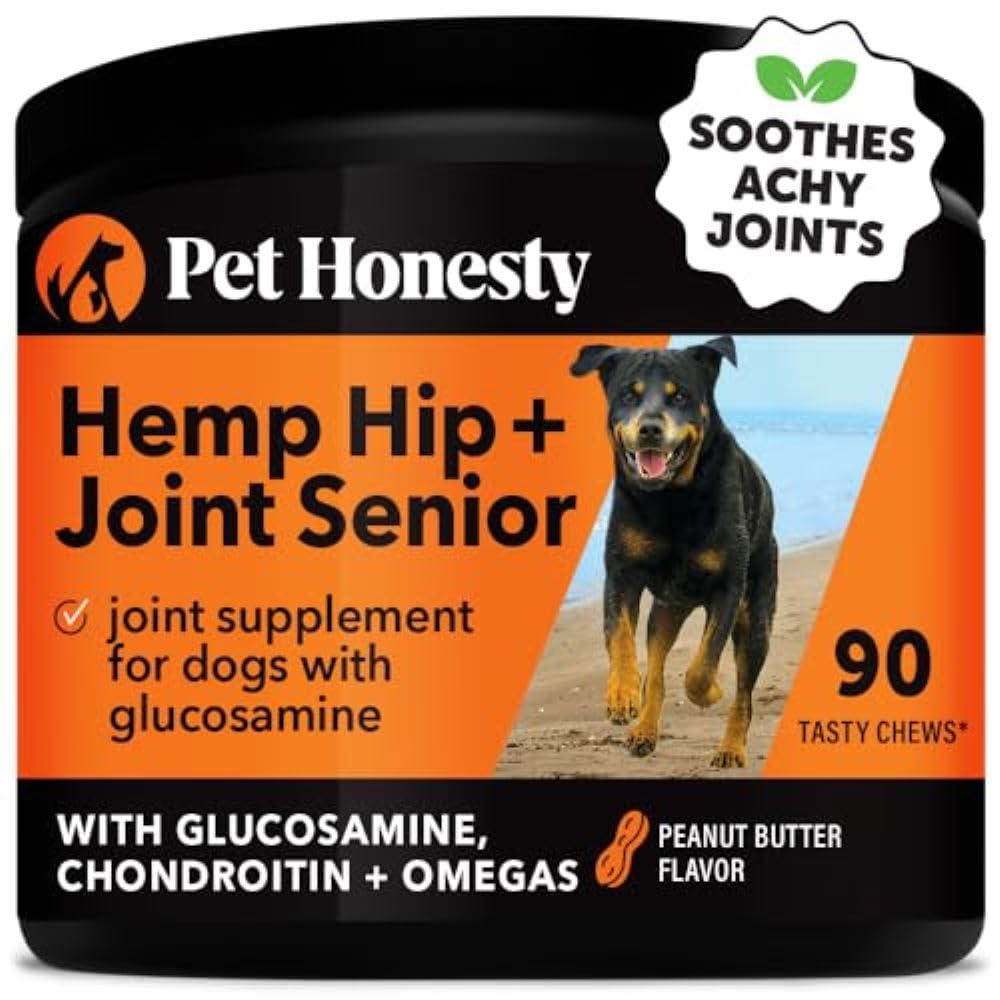 Pet Honesty Senior Hemp Hip & Joint Support, Hemp for Dogs, Mobility Support for Senior Dogs, Hemp Oil & Powder, Glucosamine, Co