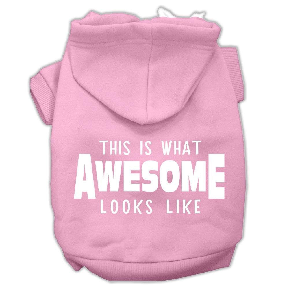 Pet Dog & Cat Hoodie Screen Printed, 'This Is What Awesome Looks Like' Light Pink Xs (0-3 Lbs.)