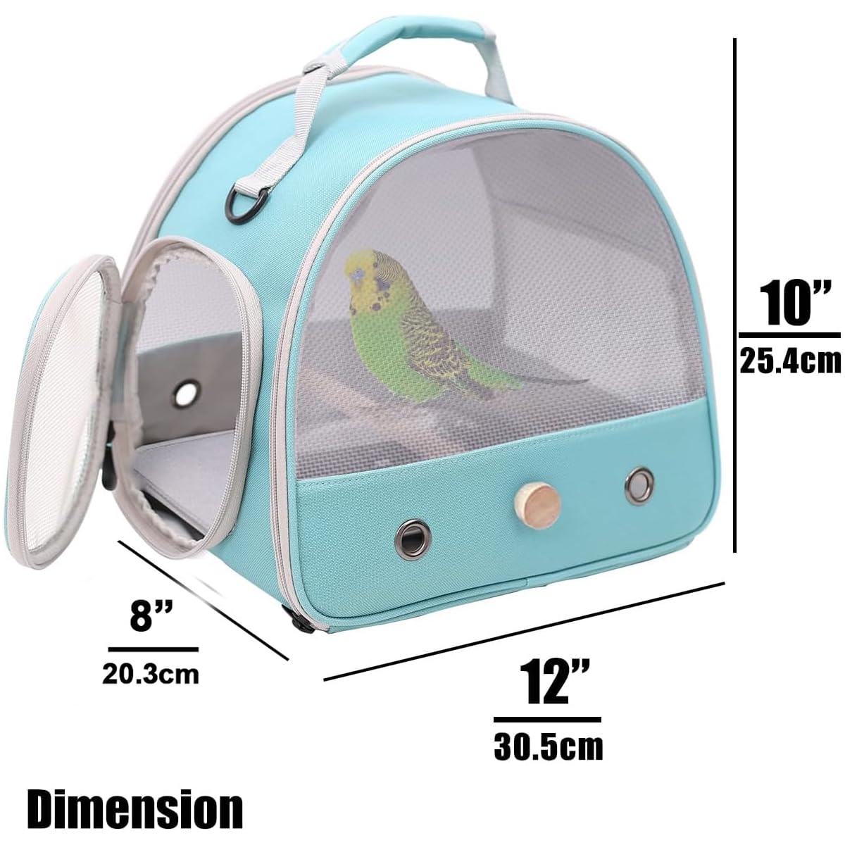 Bird Travel Cage, Portable Small Bird Parrot Parakeet Carrier with Standing Perch (NO Metal Tray), Side Access Window Collapsibl