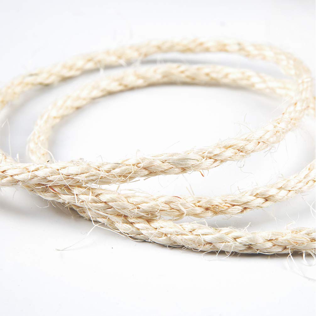 Yangbaga Cat Natural Sisal Rope For Scratching Post Tree Replacement, Hemp Rope For Repairing, Recovering Or Diy Scratcher, 6Mm Diameter, Come With A Play Ball 33Ft