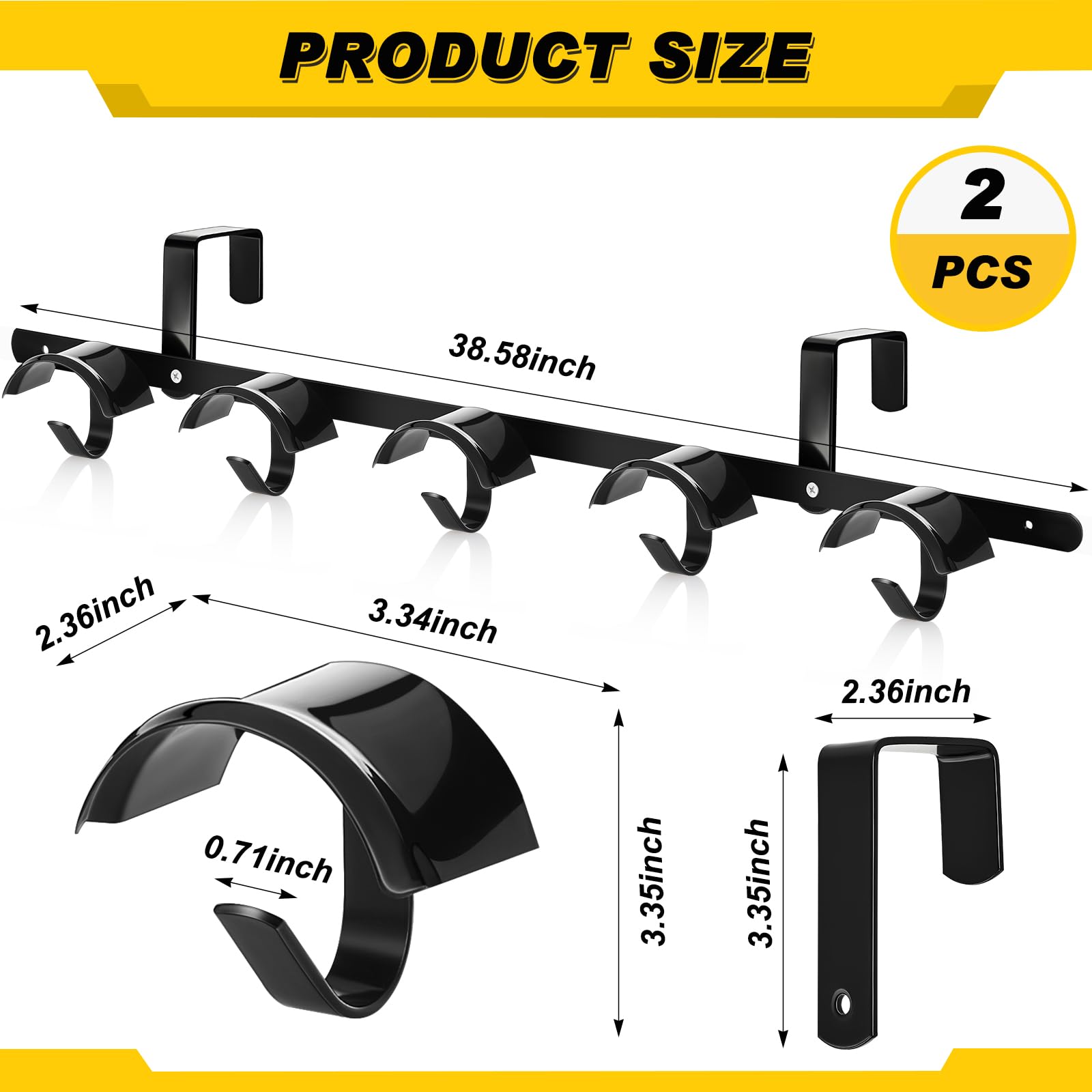 Zonon 2 Pack Horse Tack Bridle Hooks 10 Count Long Metal Horse Bridle Rack Detachable Stall Wall Mount Hanger for Tack Harness H