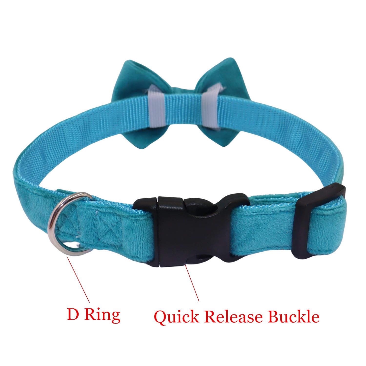 Wdpaws Dog Collar With Bowtie Soft Velvet Material With Quick Release Buckle For Small Dogs (Blue, S)