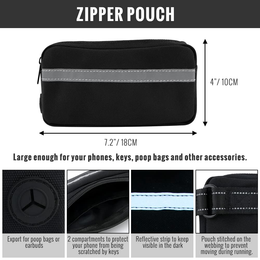 Plutus Pet Hands Free Dog Leash, Soft Padded Dual Handle Retractable Bungee Leash With Reflective Stitches, Adjustable Wasit Lea