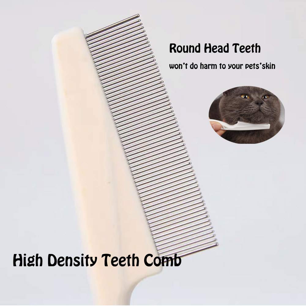 Tunan Set Of 10 Pet Dog Grooming Lice Comb, Metal Head Comb For Long Hair, Dog Tear Stain Remover Combs, Hair Combs Remover For