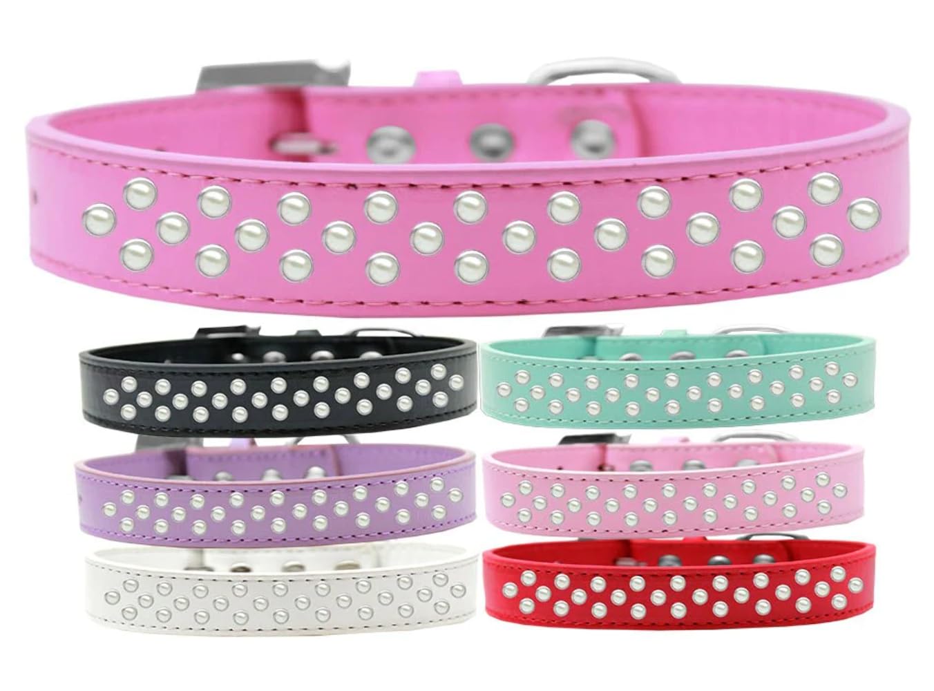 Dog, Puppy & Pet Fashion Collar, Pearl Rimsets Sprinkles Red 18