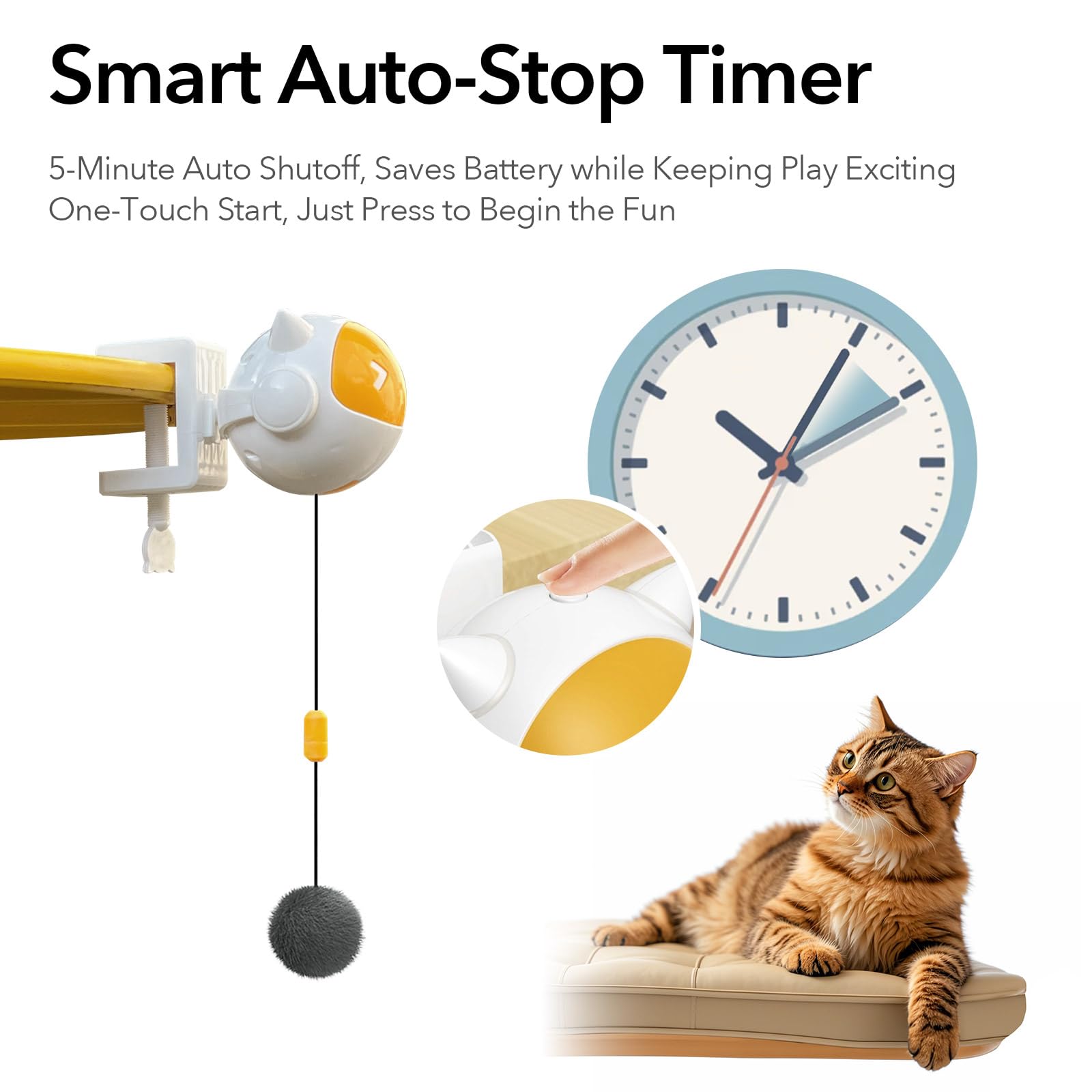 Goocare Automatic Interactive Cat Toy With Random Rising & Falling Mode, Best Fluffy Ball Toy For Bored Indoor Adult Cats, Alone